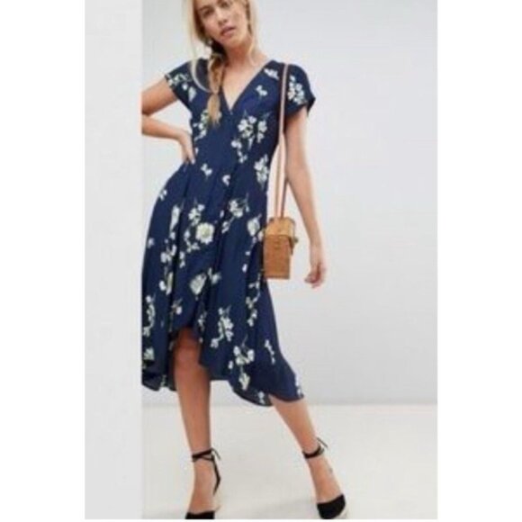 Free People Dress Blue Yellow Green M Medium 6 8 10 NWT Washable Hi Low NEW - Picture 14 of 15